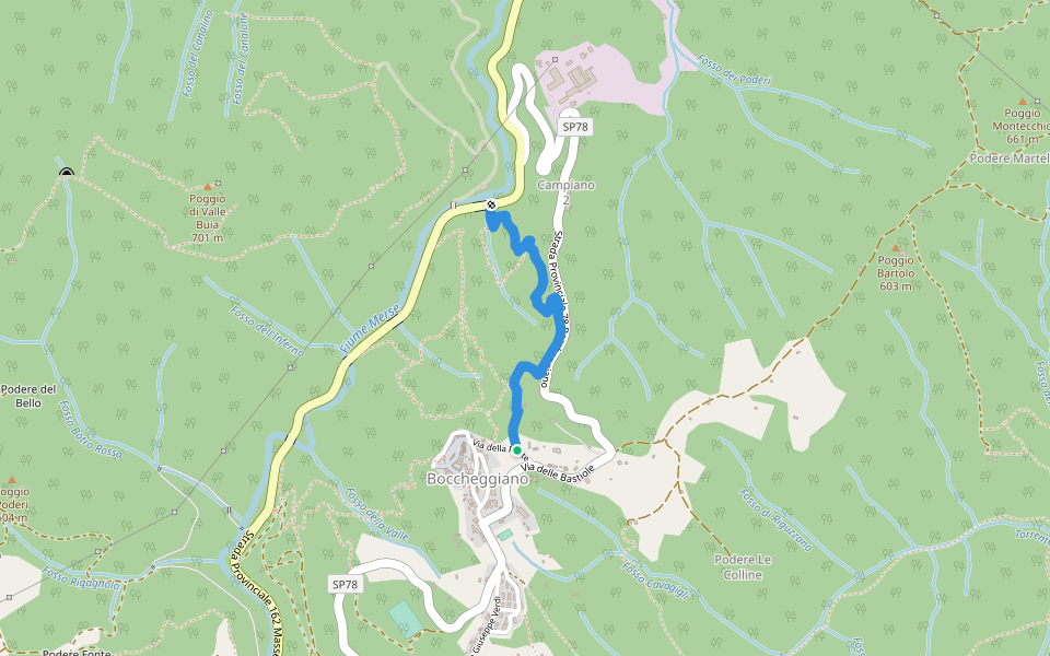 POLVERIERA - BoccheggianoWildTrail walking route map in Boccheggiano