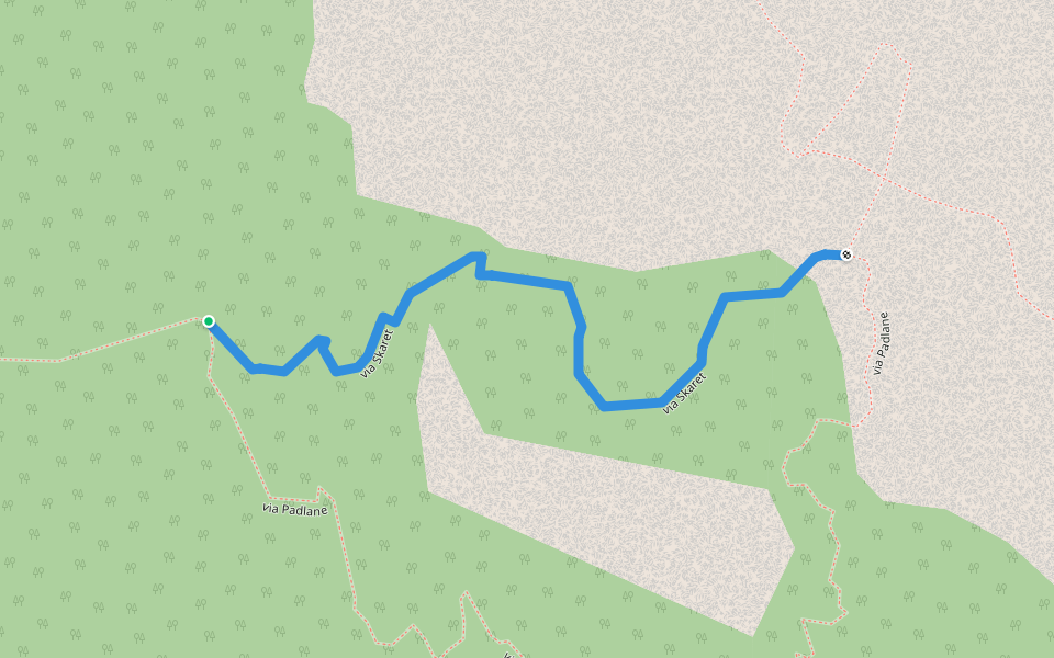 via Skaret walking route map in Dirdal