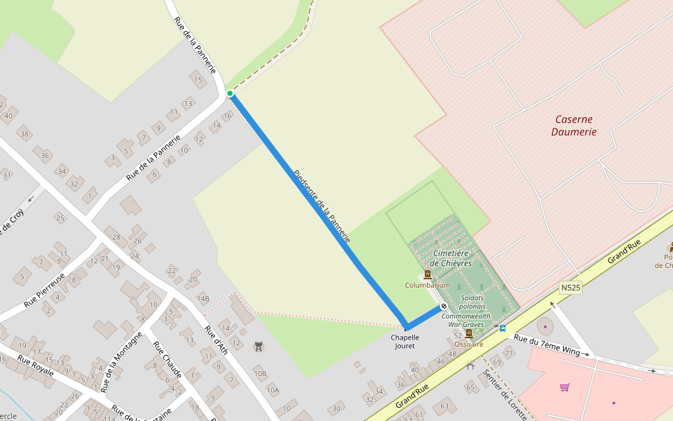 Piedsente de la Pannerie walking route map in Chièvres