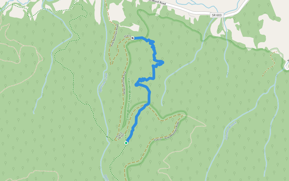 Switchback Trail walking route map in MOUTH WILSON