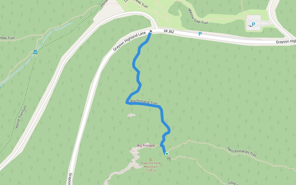 Big Pinnacle Trail walking route map in Mouth of Wilson