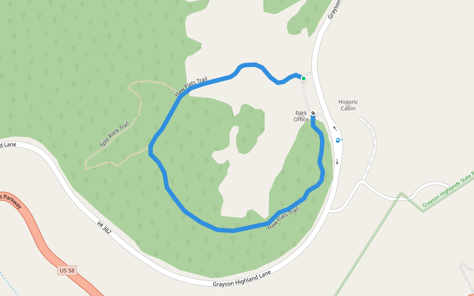 Haw Flats Trail walking route map in Mouth of Wilson