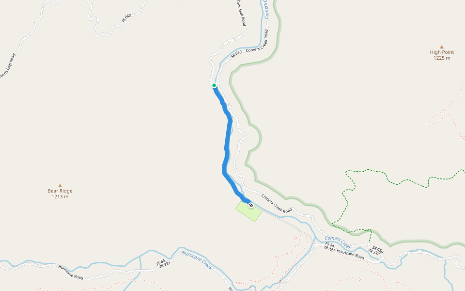 Comers Creek Trail walking route map in Chilhowie