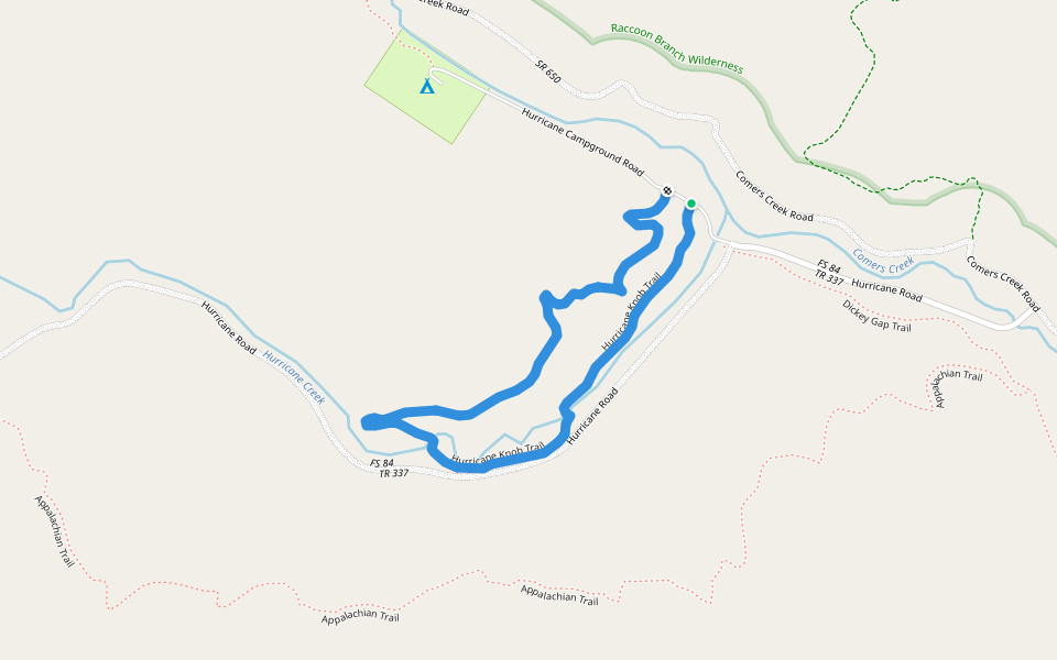 Hurricane Knob Trail walking route map in Chilhowie