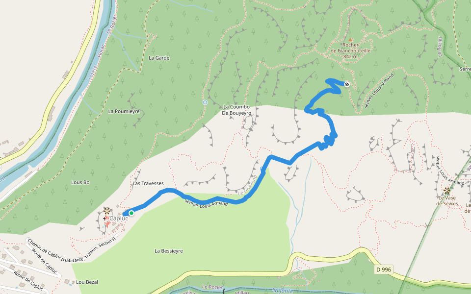 sentier louis Armand walking route map in Le Rozier
