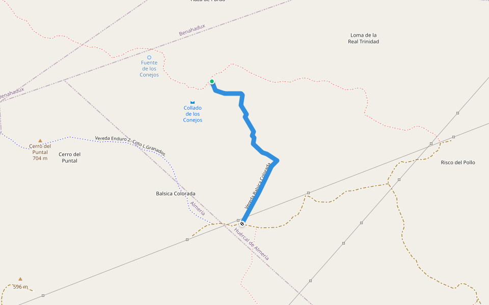 Vereda Balsica Colorada walking route map in Huércal de Almería