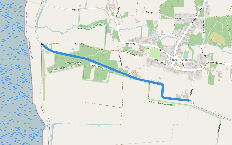 Ribe fløjdige walking route map in Ribe