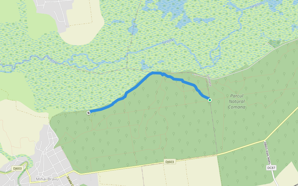 Traseu Turistic prin Lupării walking route map in Comana