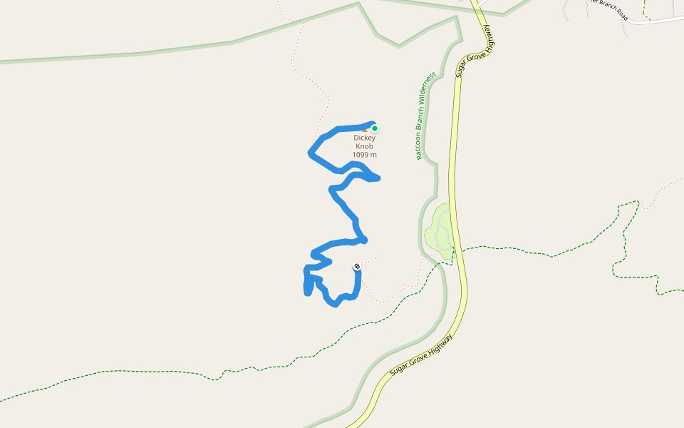 Dickey Knob Trail walking route map in Sugar Grove