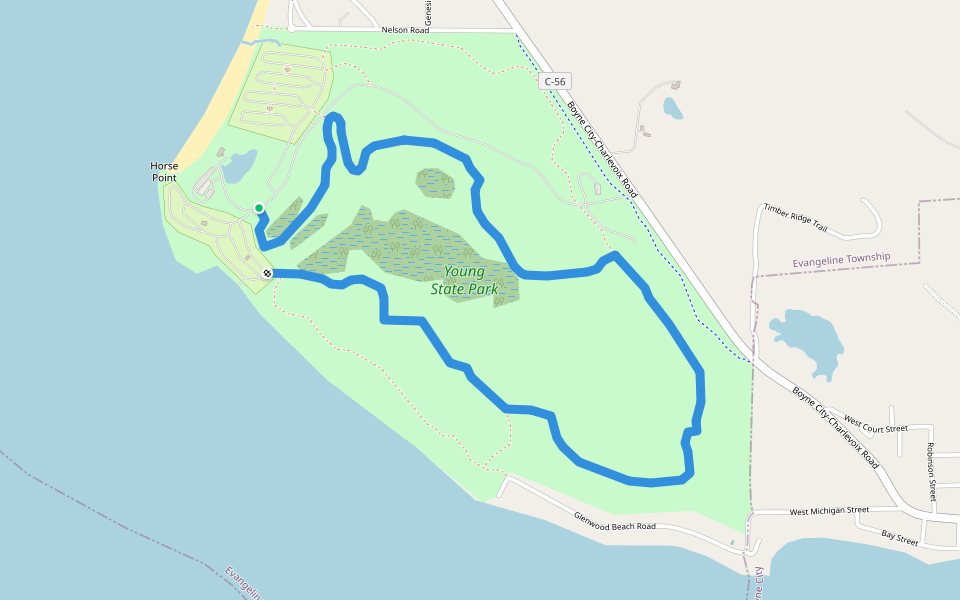 Deer Flats Nature Trail walking route map in Boyne City
