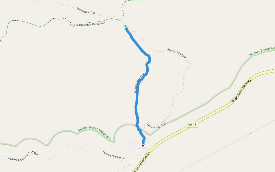 Hickory Ridge Trail walking route map in Sugar Grove