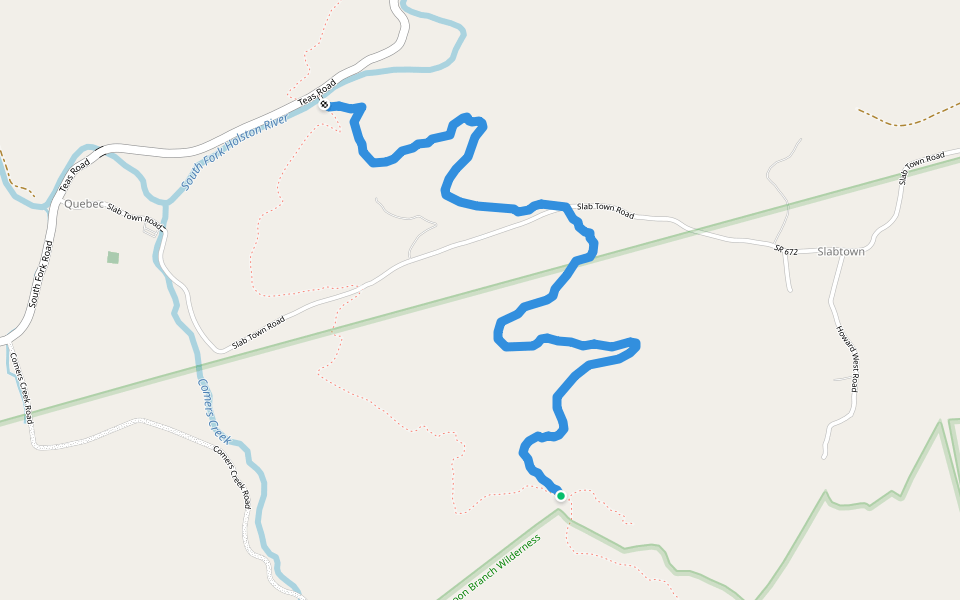 Slabtown Trail walking route map in Sugar Grove