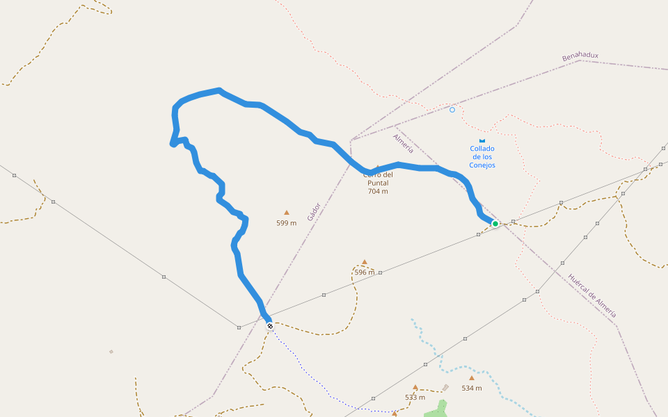 Vereda Enduro 2. Coto L.Granados. walking route map in Huércal de Almería