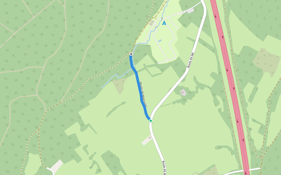 Moulin de Malempré walking route map in Manhay