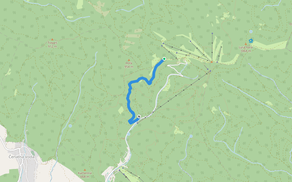 Besný Flow/Jumptrail walking route map in Olejníkov