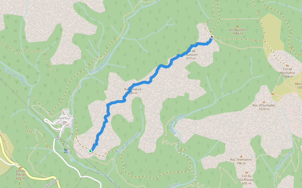 Arête de Ramandure walking route map in Saint-Julien