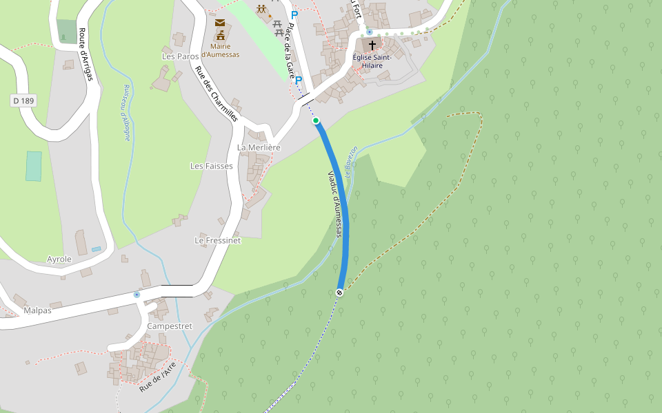 Viaduc d'Aumessas walking route map in Aumessas
