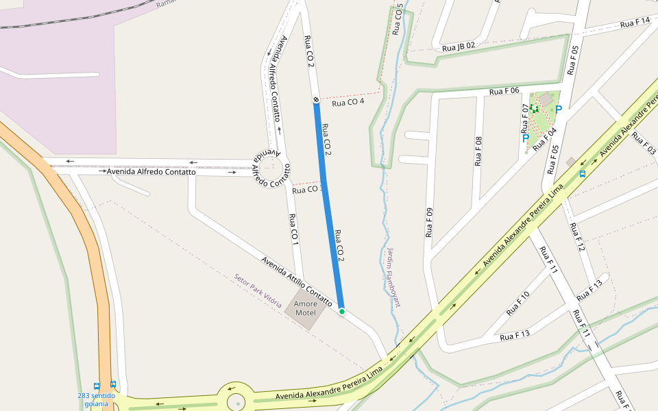 Rua CO 2 walking route map in Senador Canedo