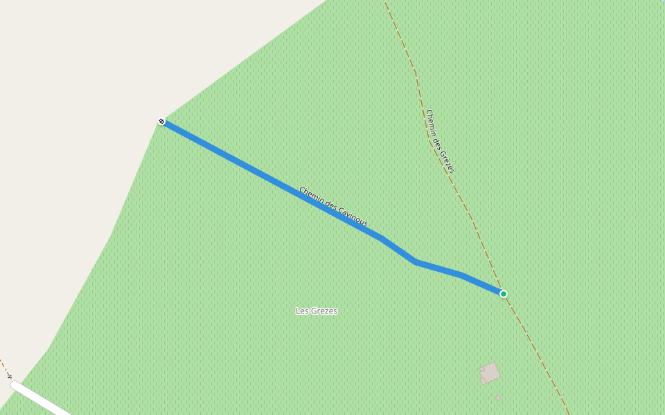 Chemin des Cavinous walking route map in Teyran