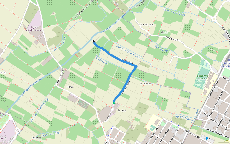 Camí de la Vega walking route map in Foios