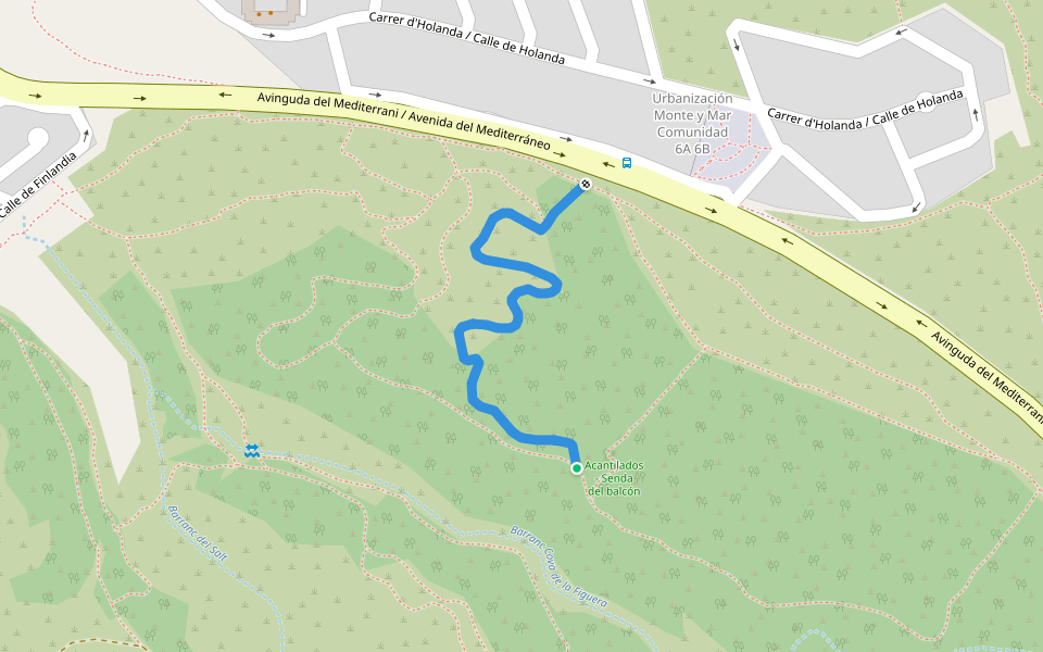 Senda Prieto Wild Life walking route map in Santa Pola