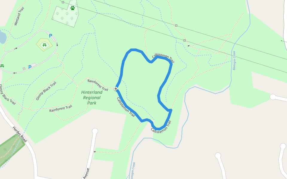 Callistemon Trail walking route map in Mudgeeraba