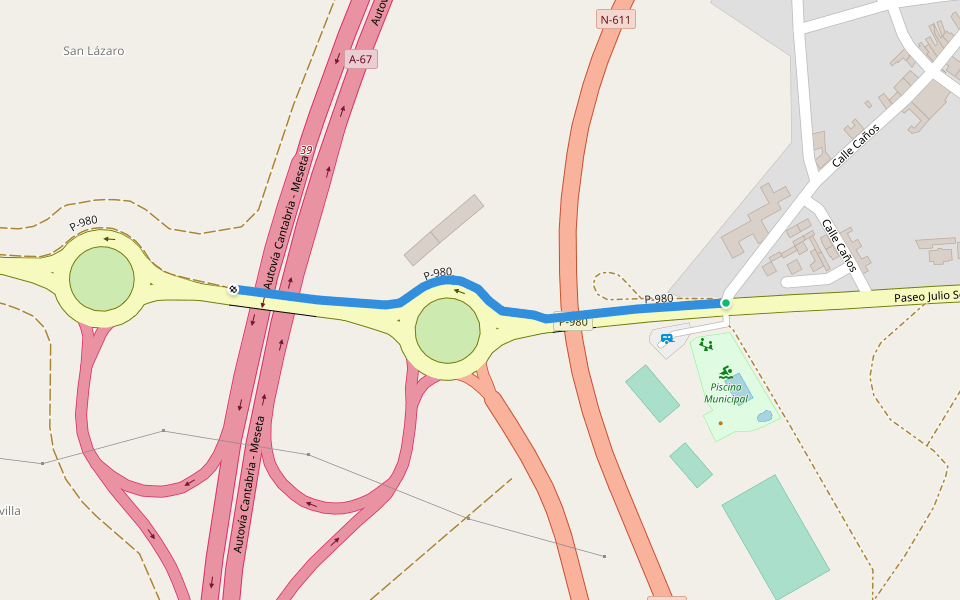 P-980 walking route map in Frómista