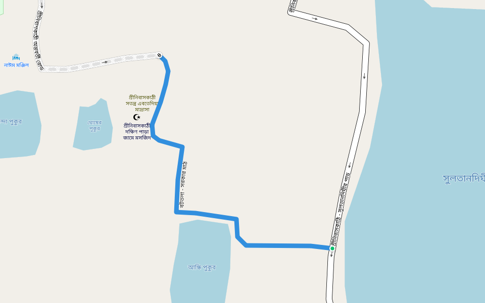 বটতলা - সরকার মাঠ walking route map in Dhakpar