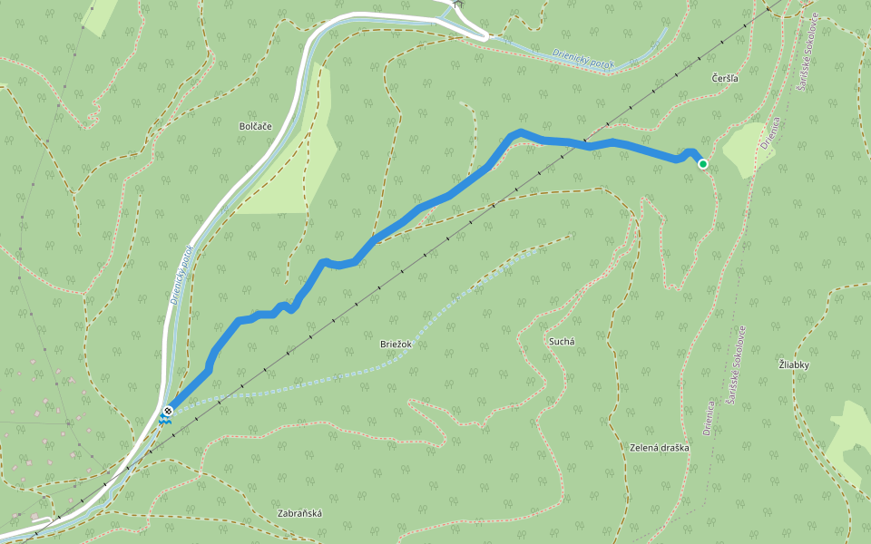 DH trail walking route map in Drienica