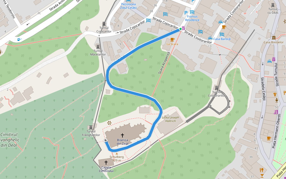 Strada Scării walking route map in Sighișoara