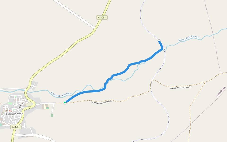 Camino de la Torvizca walking route map in Guadalcázar