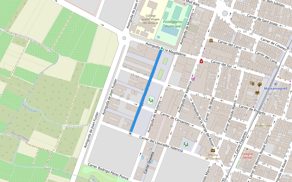 Passeig Joan Celda de la Visitació walking route map in Masamagrell