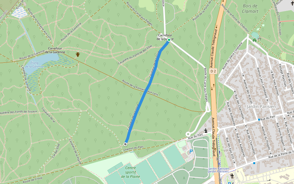 Cavalière de la Justice walking route map in Clamart