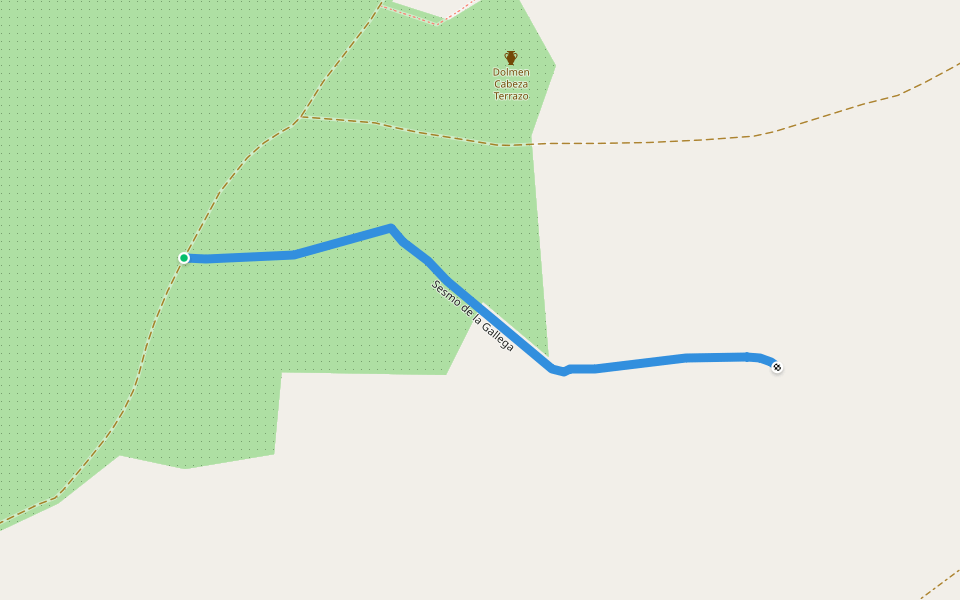 Sesmo de la Gallega walking route map in Barcarrota