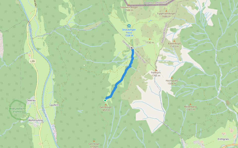 Gernkogel-Kreuzangeralm walking route map in Waidring