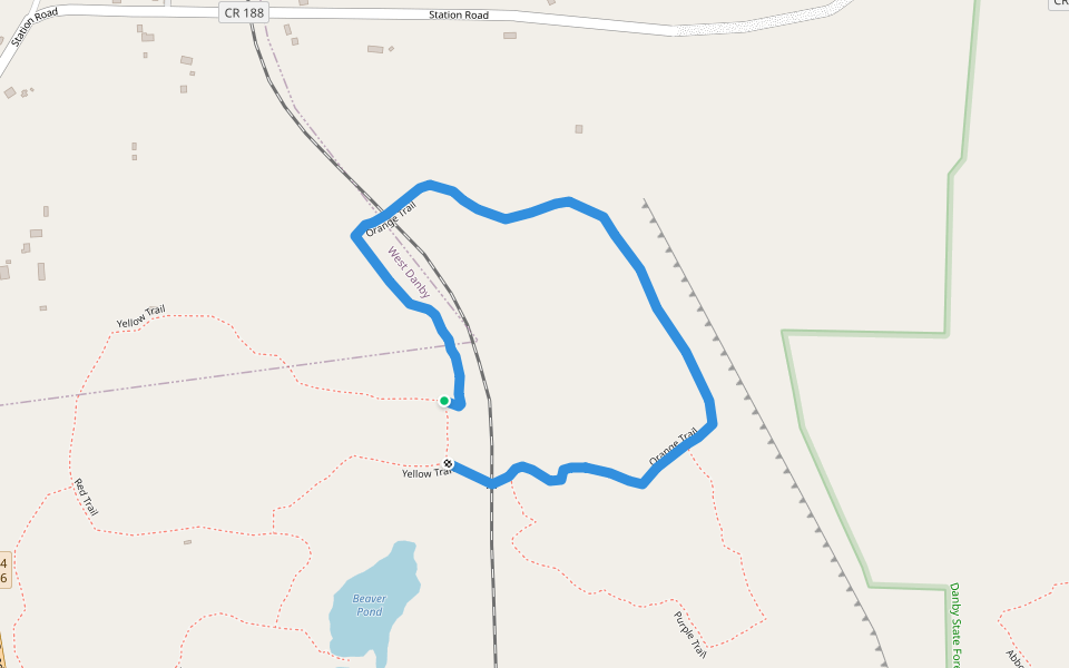 Orange Trail walking route map in Spencer