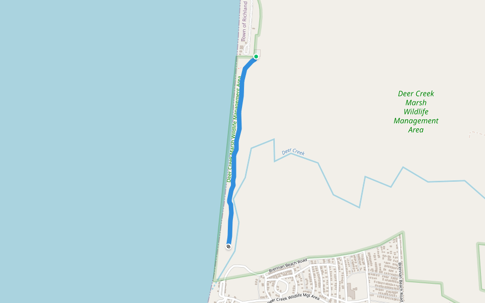 Deer Creek Boardwalk walking route map in Pulaski