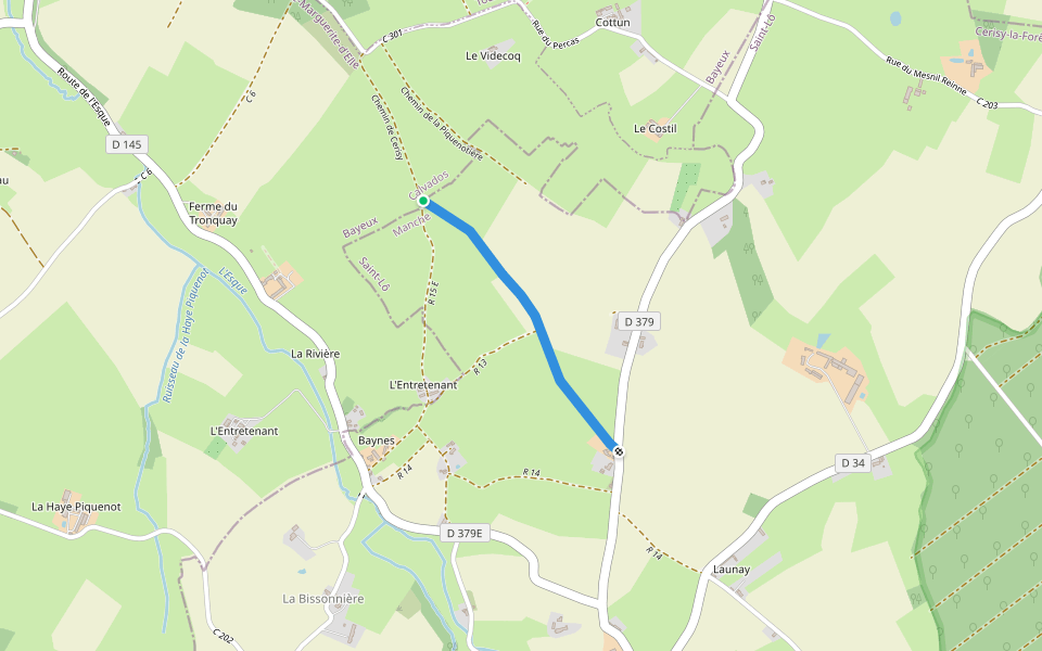 Chemin du Lieu Dabot walking route map in Cerisy-la-Forêt