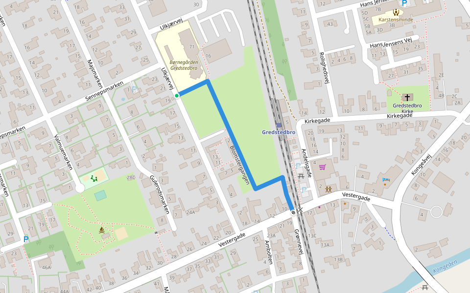 Blomstergangen walking route map in Gredstedbro