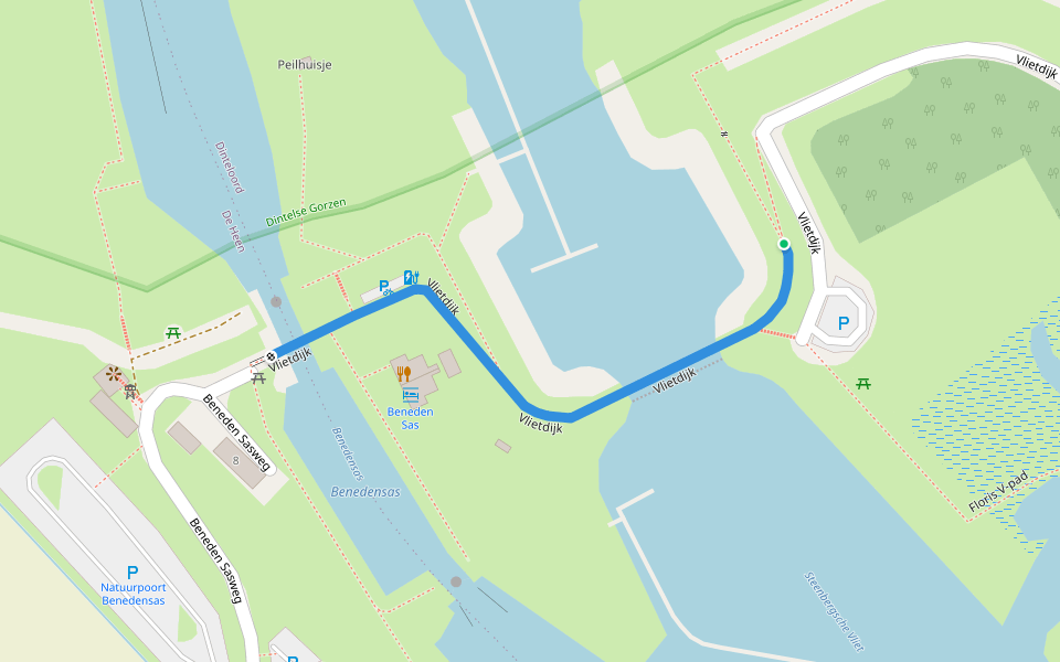 Vlietdijk walking route map in Dinteloord