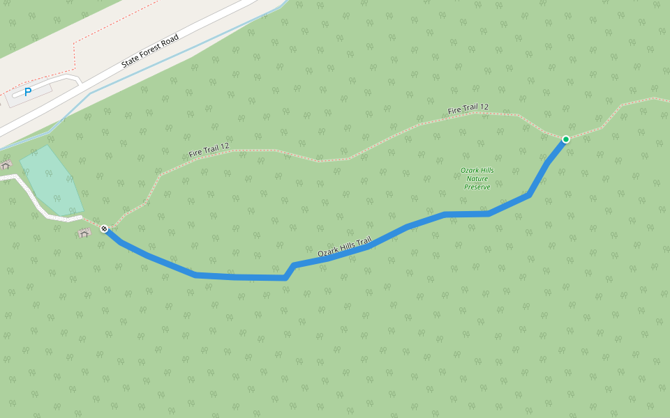 Ozark Hills Trail walking route map in Jonesboro