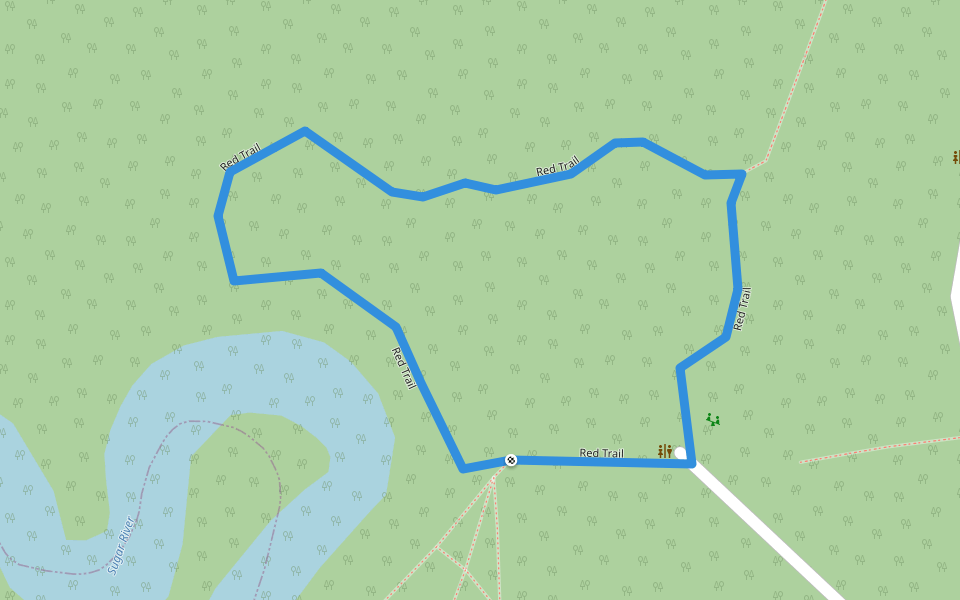 Red Trail walking route map in Durand