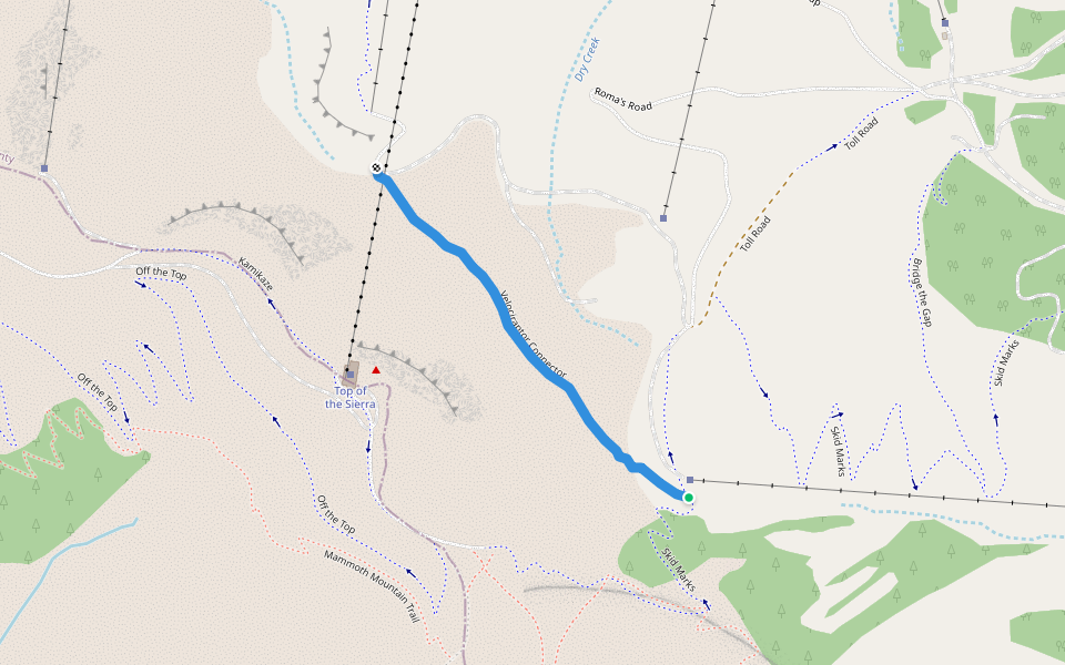 Velociraptor Connector walking route map in Mammoth Lakes