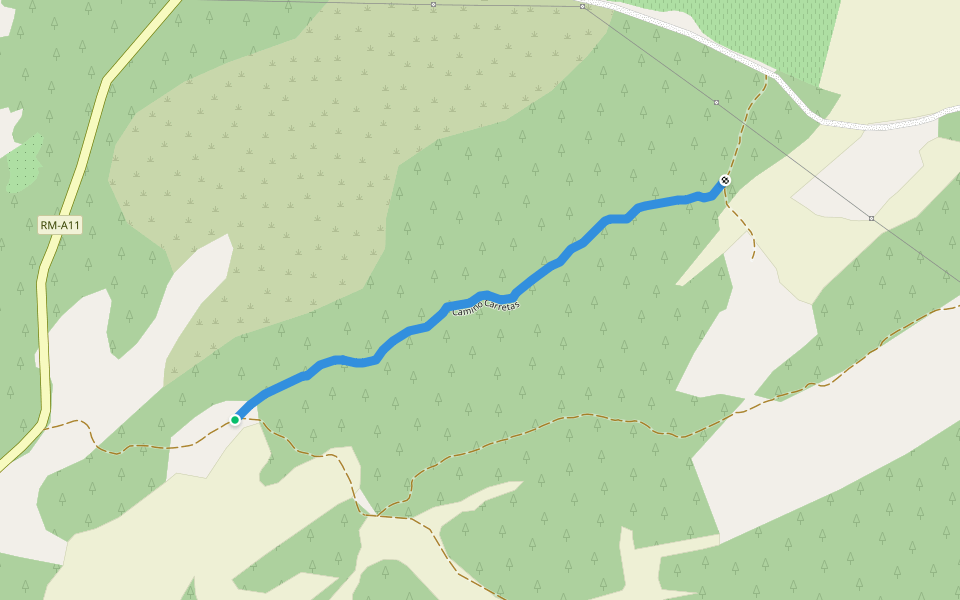Camino Carretas walking route map in Jumilla