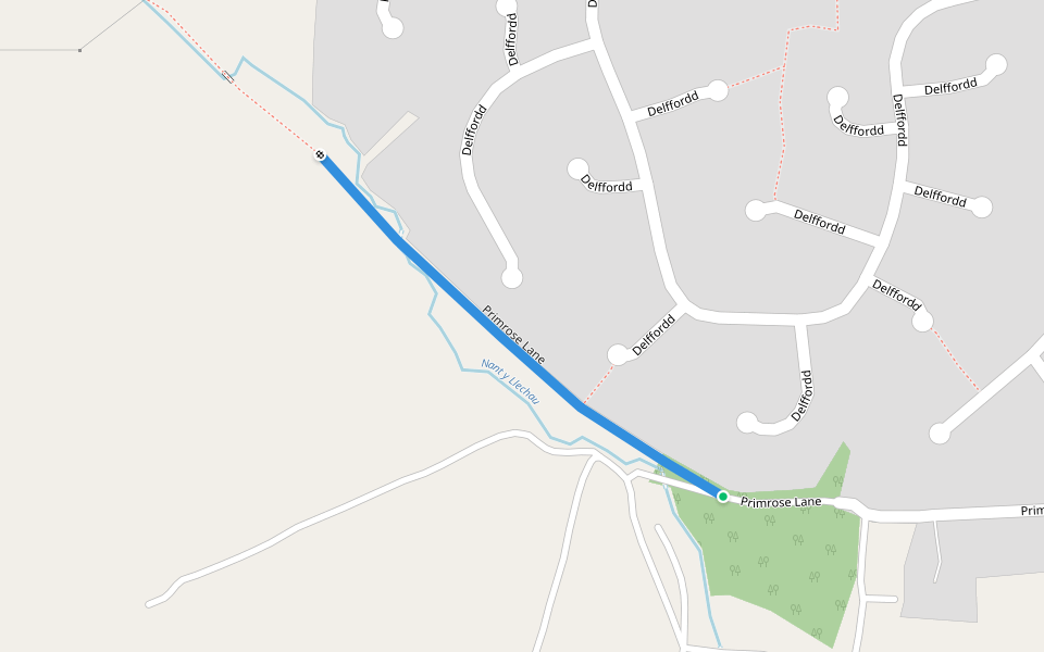Primrose Lane walking route map in Rhos