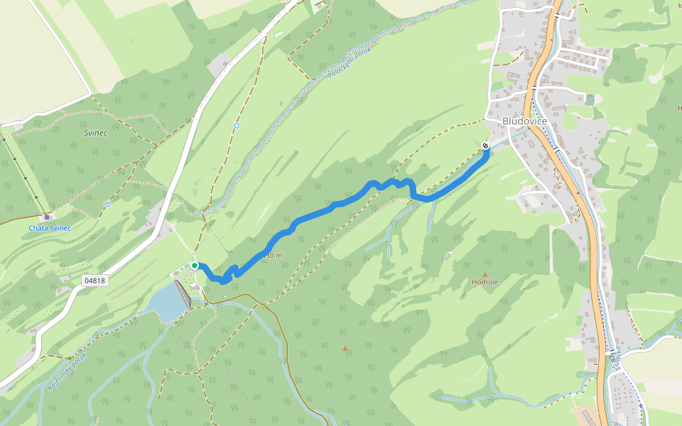 Pískovna walking route map in Novy Jicin