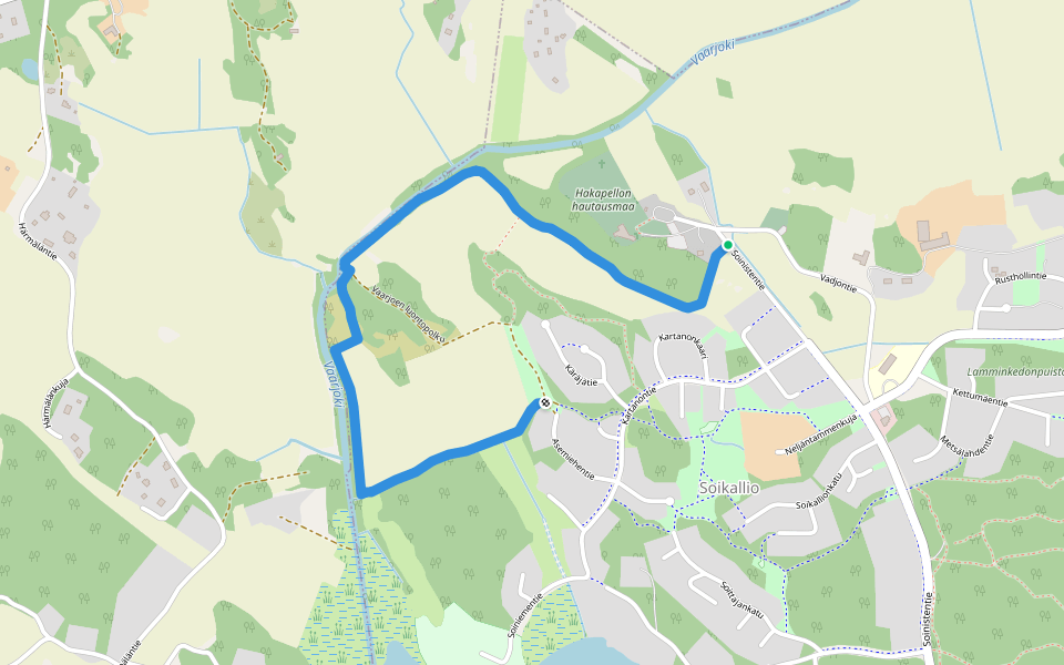 Vaarjoen luontopolku walking route map in Naantali