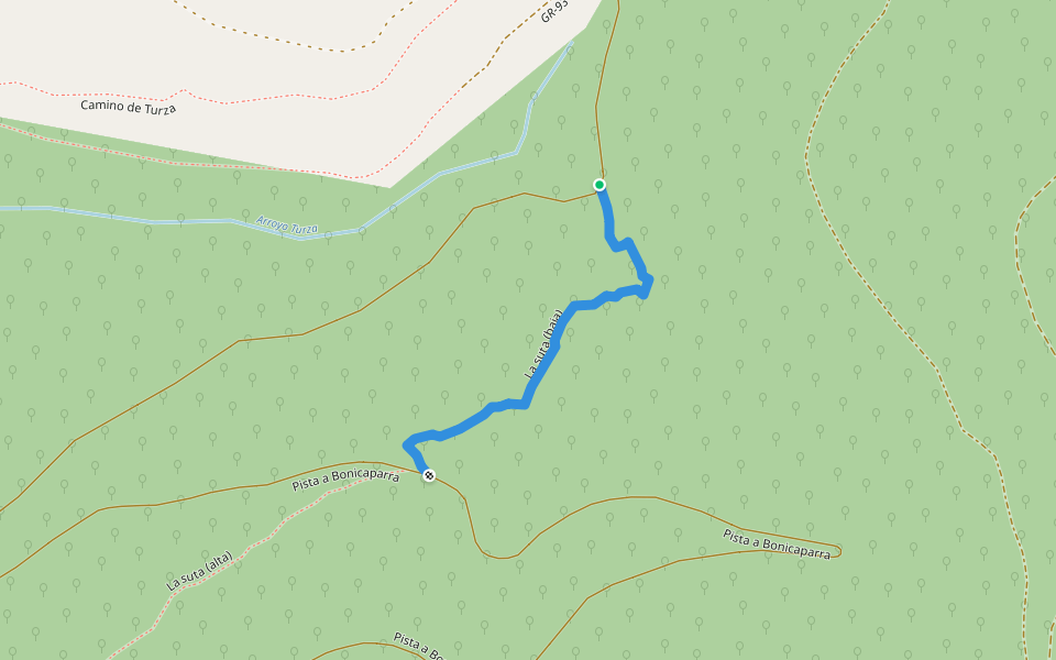 La suta (baja) walking route map in Turza