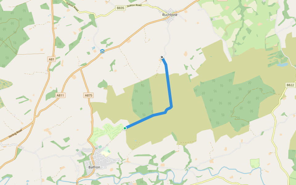 Buchlyvie Muir Road walking route map in Balfron