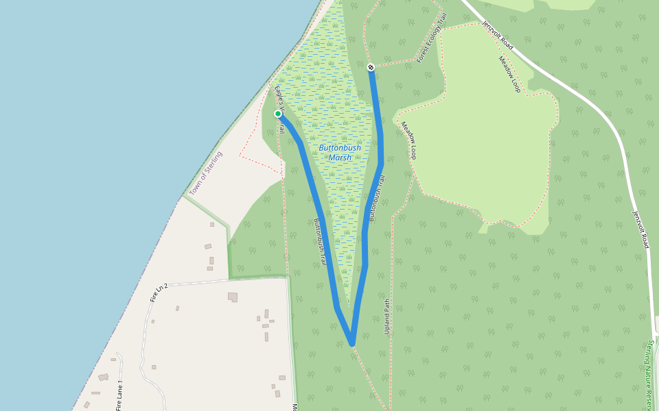 Buttonbush Trail walking route map in Sterling